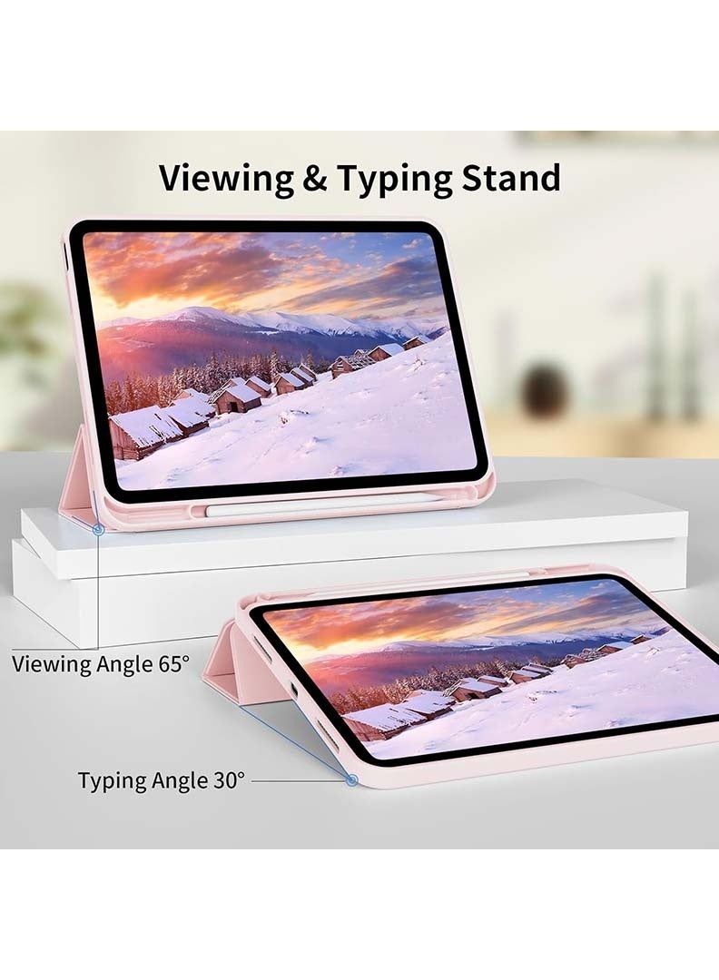 ثيودور جراب ذكي رفيع لجهاز iPad Air مقاس 11 بوصة (M4 2026/ M3 2025/ M2 2024)، غطاء ثلاثي الطي خفيف الوزن مع حامل قلم، ظهر من مادة TPU ناعمة، خاصية التشغيل/الإيقاف التلقائي، جراب واقٍ مقاوم للصدمات - وردي - Image 4