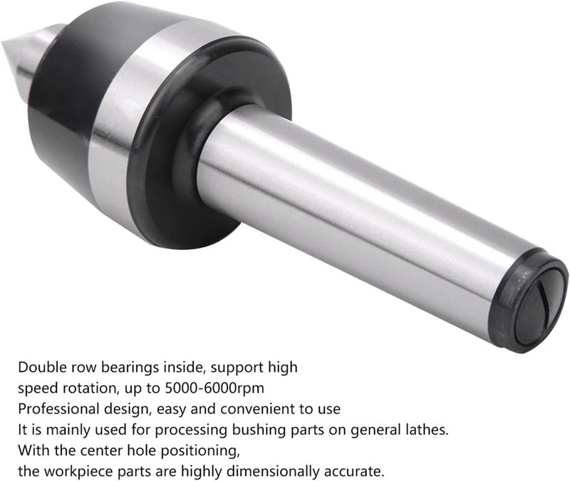 MT4 Live Center, High Speed Lathe Tool, 60° Taper with Double Row Bearings for CNC Lathes, Precision Accuracy 0.000197" for Bushing Parts Processing, Oil Cup Design for Cooling, He - Image 5