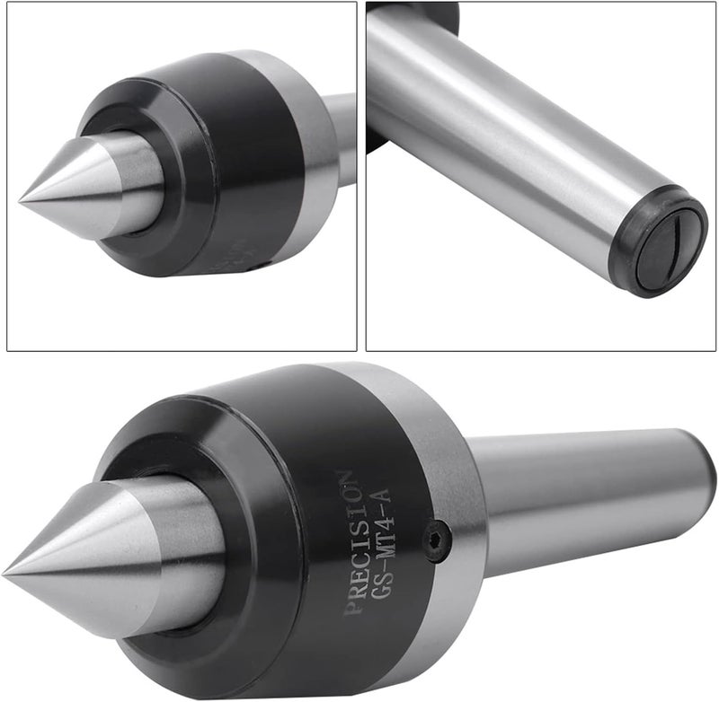MT4 Live Center, High Speed Lathe Tool, 60° Taper with Double Row Bearings for CNC Lathes, Precision Accuracy 0.000197" for Bushing Parts Processing, Oil Cup Design for Cooling, He - Image 3