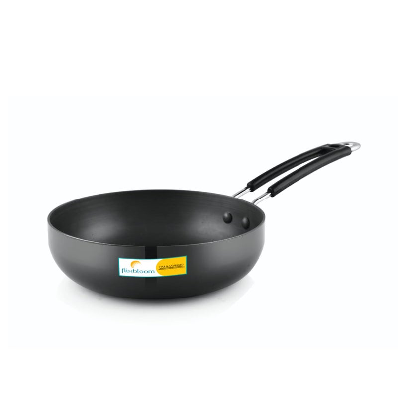 Flixbloom Superfine Black Hard Anodised Induction Base/LPG Ready Heavy Duty Thick Guage Kitchen Cookware Utensil Frying Pan/Fry Pan for Noodles/Dosa/Omelette etc. (2 Litre) - Image 4