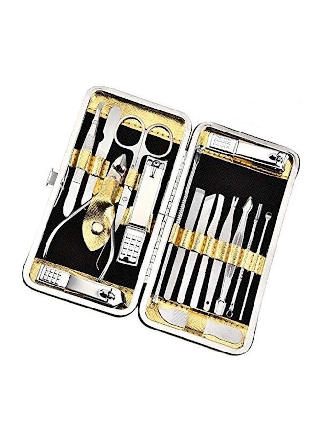 NIBEMINENT 16-Piece Manicure Pedicure Set Gold/Silver