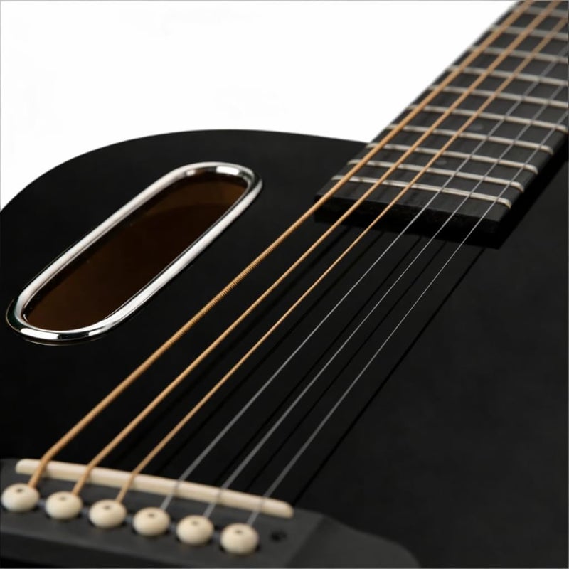 Megarya GS-X1 Signature Series Portable Guitar - Premium African Tonewood Travel Acoustic Guitar in Black with Bag - Image 3
