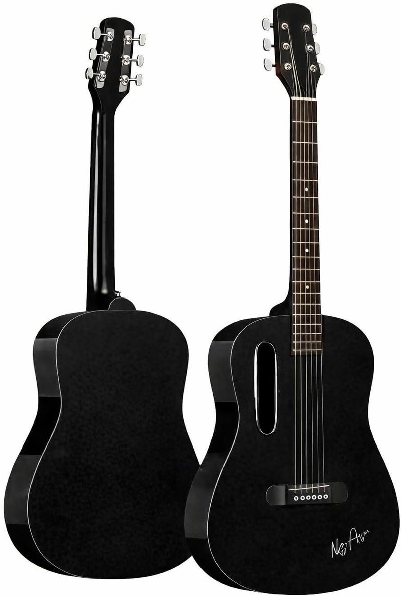 Megarya GS-X1 Signature Series Portable Guitar - Premium African Tonewood Travel Acoustic Guitar in Black with Bag - Image 2