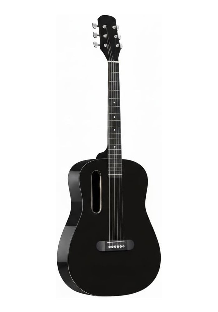 Megarya GS-X1 Signature Series Portable Guitar - Premium African Tonewood Travel Acoustic Guitar in Black with Bag - Image 4