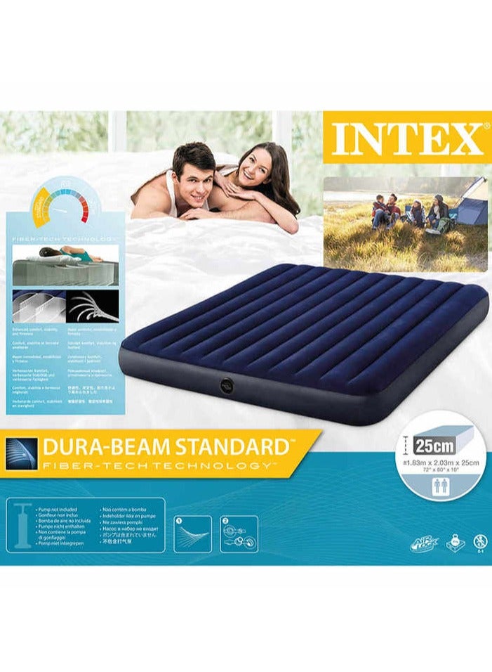 Intex 64755 Corduroy Flocked Airbed Inflatable Mattress Air Bed Classic Downy AirbedDouble King Bed - Image 1