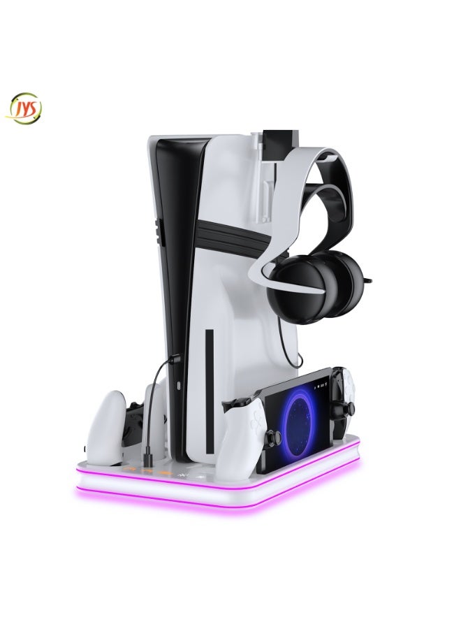جاي واي إس قاعدة شحن وتخزين متعددة الوظائف مصممة خصيصًا لأجهزة الألعاب P5 وP5 Slim وP5 Pro وجهاز P-S Portal المحمول؛ لوحة تعمل باللمس؛ 5 أوضاع للإضاءة المحيطة بتقنية RGB؛ نظام فعال لتبديد الحرارة؛ متوفرة بنسختين: نسخة مزودة بمحرك أقراص ضوئية ونسخة رقمية - Image 1
