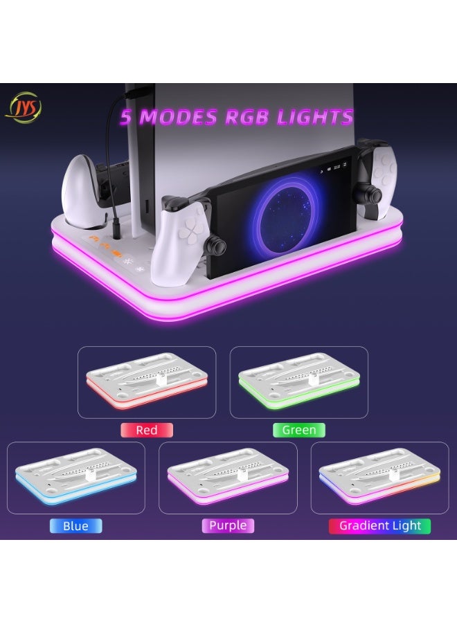 جاي واي إس قاعدة شحن وتخزين متعددة الوظائف مصممة خصيصًا لأجهزة الألعاب P5 وP5 Slim وP5 Pro وجهاز P-S Portal المحمول؛ لوحة تعمل باللمس؛ 5 أوضاع للإضاءة المحيطة بتقنية RGB؛ نظام فعال لتبديد الحرارة؛ متوفرة بنسختين: نسخة مزودة بمحرك أقراص ضوئية ونسخة رقمية - Image 5
