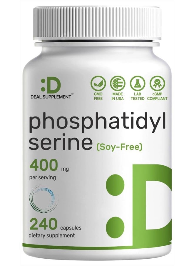 DEAL SUPPLEMENT Phosphatidylserine Supplement, 400mg Per Serving, 240 Capsules – Soy Free Sunflower Lecithin Source – Retains 20% Active PS – Nootropic Brain Health Support – GMO Free  - Image 1