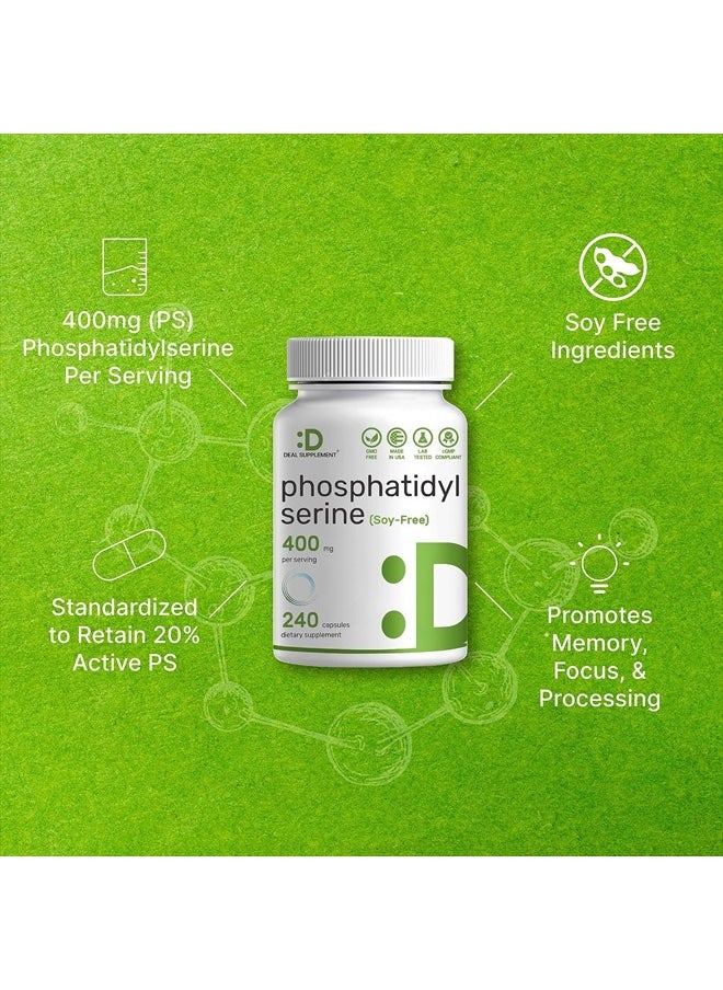 DEAL SUPPLEMENT Phosphatidylserine Supplement, 400mg Per Serving, 240 Capsules – Soy Free Sunflower Lecithin Source – Retains 20% Active PS – Nootropic Brain Health Support – GMO Free  - Image 4