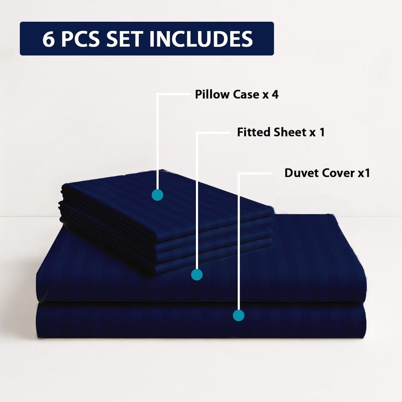 MOONCEE 6Pcs Bed Sheet King Size Set With Duvet Cover 220x240 Microfiber Bed Sheets Bedding Set Includes 1 Fitted Sheet, 1 Quilt Cover & 4 Pillows Cases (Royal Blue, 6Pcs Duvet Cover Set- King) - Image 3