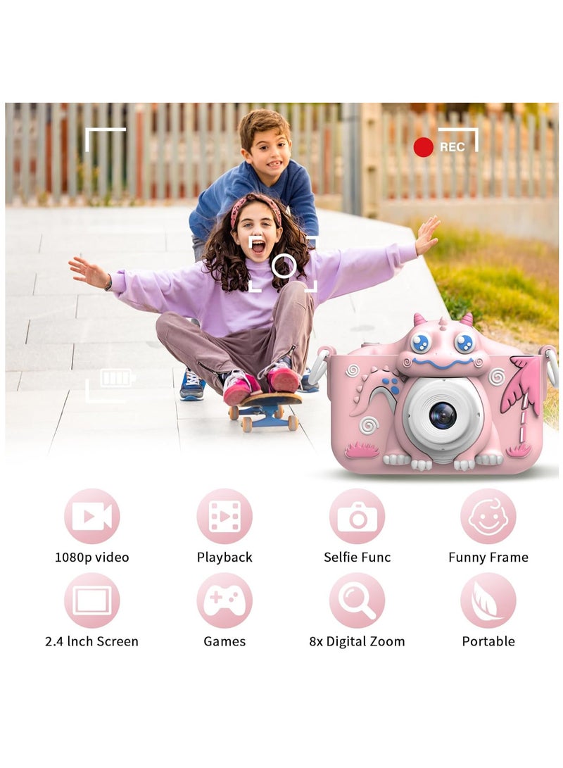 YelaJoy Kids Toys Camera, Children HD 1080P Digital Video Camera for Age 3-12 Boys Girls with Cartoon Soft Silicone Cover -Best Birthday Chritmas Festival Gift for Kid -32G SD Card Included - Image 2