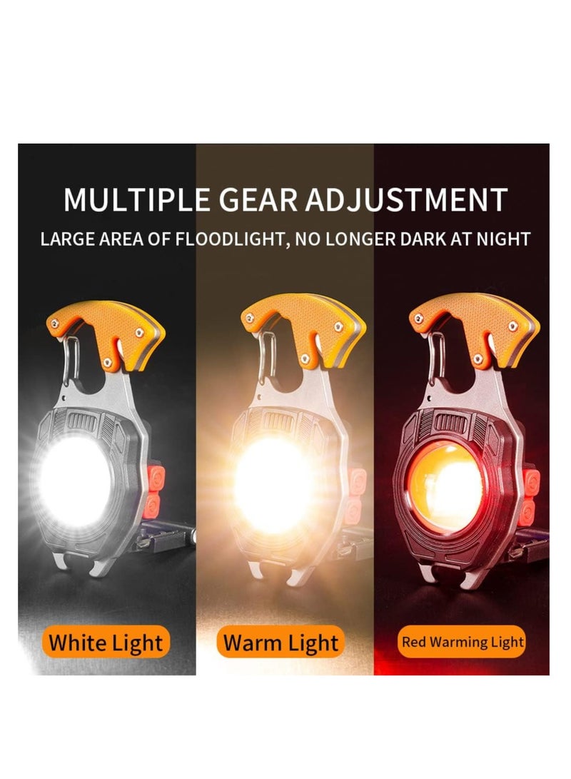 ARCOON ARCOON LED Small Flashlight Multitool, Rechargeable Keychain Light, COB Multi-Function Mini Work Light, 500 Lumens, 7 Lighting Modes with Electric Lighter, Seat Belt Cutter, Screwdriver, Whistle  - Image 2