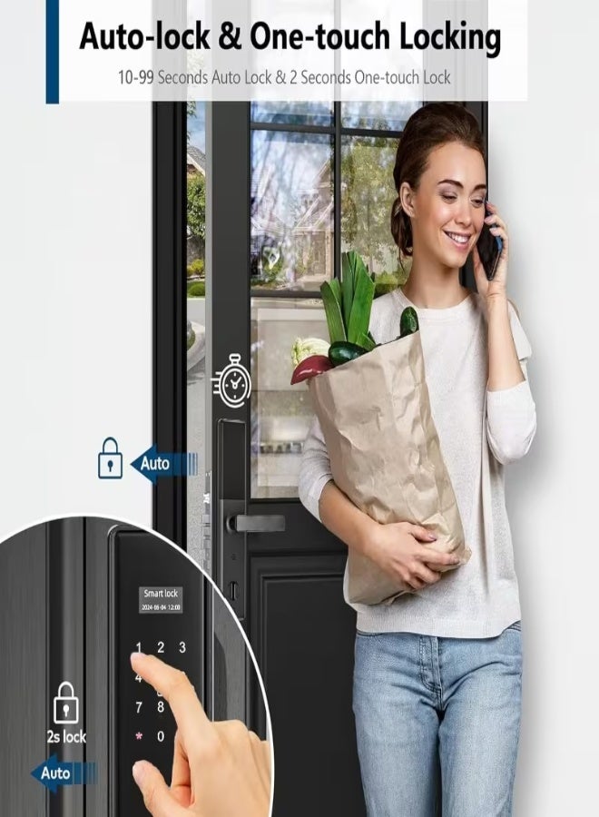 Tuya WiFi Smart Door Lock – Fingerprint, NFC, Password, Remote & Mechanical Key Access with 6068 Mortise, Modern Handle, Home Security, Durable & Easy Installation - Image 3