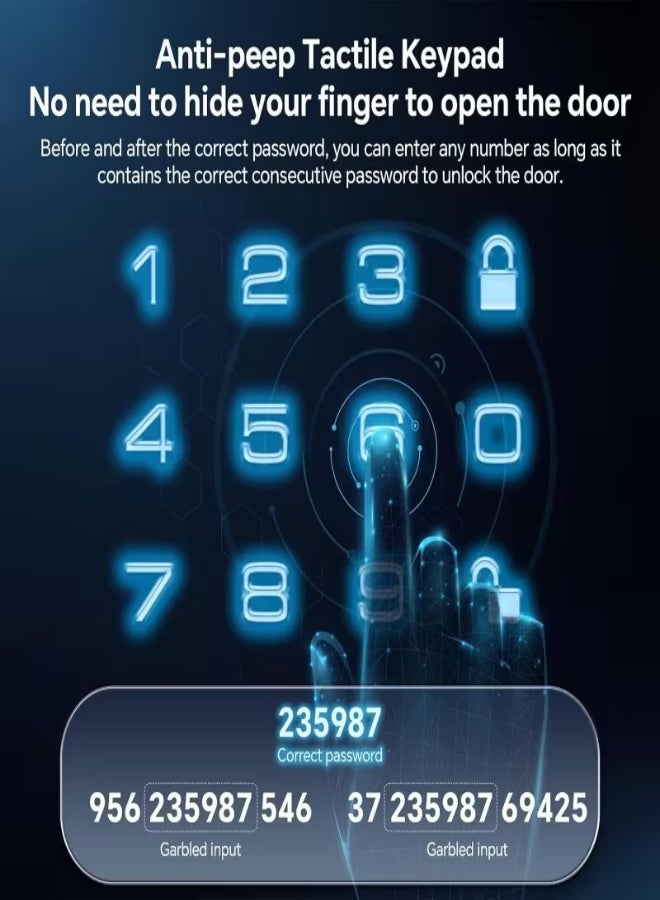 Tuya WiFi Smart Door Lock – Fingerprint, NFC, Password, Remote & Mechanical Key Access with 6068 Mortise, Modern Handle, Home Security, Durable & Easy Installation - Image 5