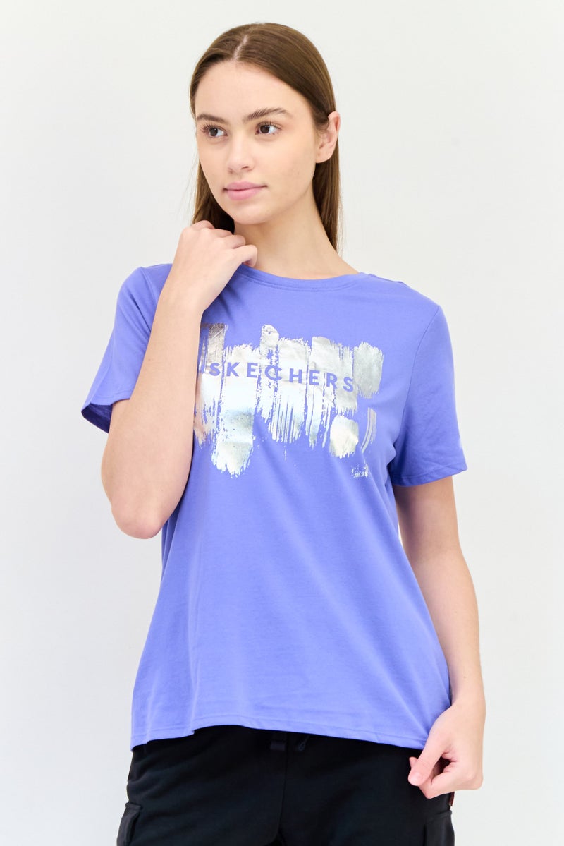 SKECHERS Women Sportswear Fit Short Sleeve Outdoor T-Shirt, Blue - Image 1