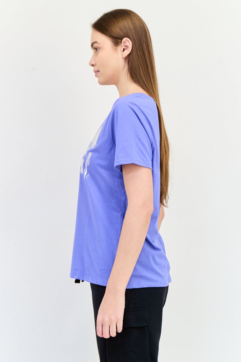 SKECHERS Women Sportswear Fit Short Sleeve Outdoor T-Shirt, Blue - Image 2