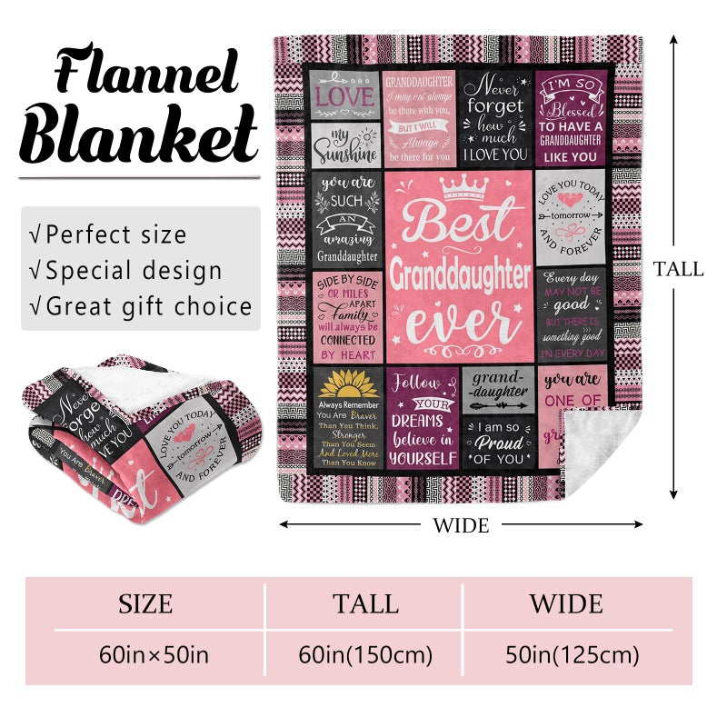 Mcurore Mcurore Granddaughter Gifts from Grandma Grandpa Nana  Gifts for Granddaughter Blanket 60""x50""  Best Granddaughter Ever  Christmas Graduation Birthday Gift for Granddaughter  Granddaughter Gift Ideas  - Image 2
