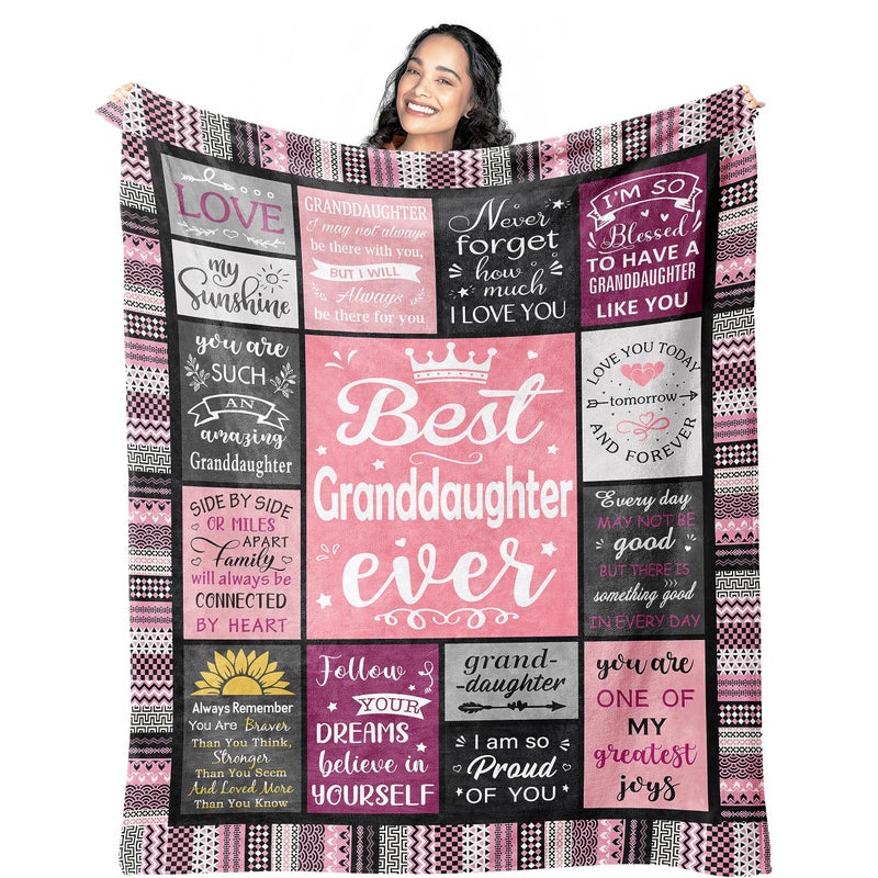 Mcurore Mcurore Granddaughter Gifts from Grandma Grandpa Nana  Gifts for Granddaughter Blanket 60""x50""  Best Granddaughter Ever  Christmas Graduation Birthday Gift for Granddaughter  Granddaughter Gift Ideas  - Image 1