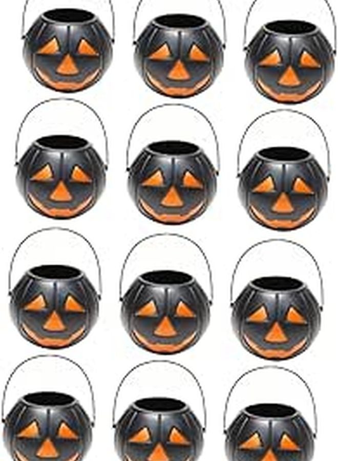 Pumpkin Buckets Halloween Candy Holder Lightweight Orange Trick Or Treat Party Supplies - Image 1