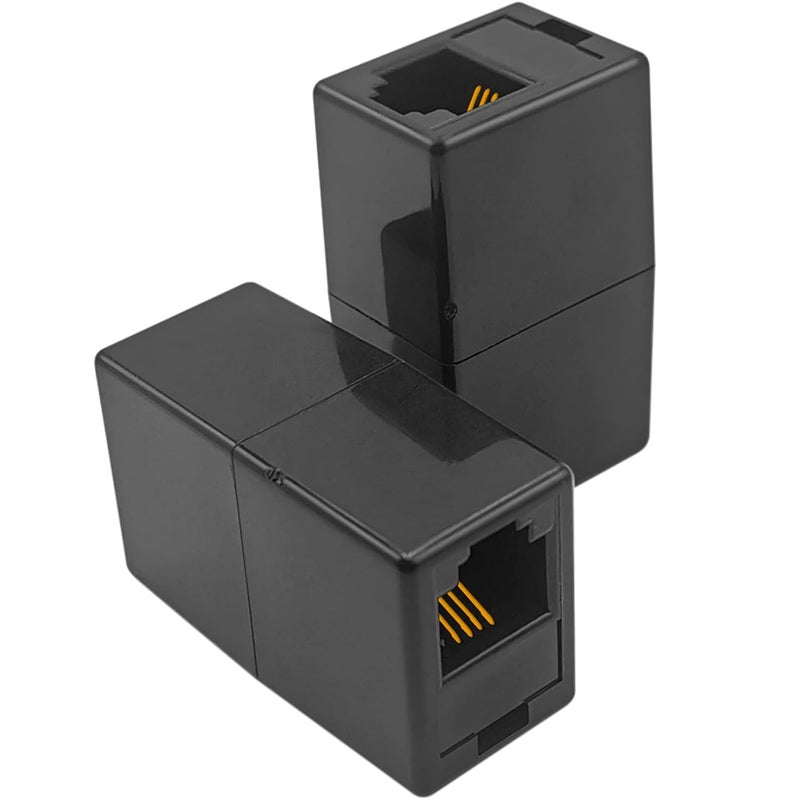 NECABLES 5Pack RJ11 Coupler Phone Line Connector Telephone Cord Adapter RJ11 6P4C Female to Female for Landline Phone and Fax Black - Image 2