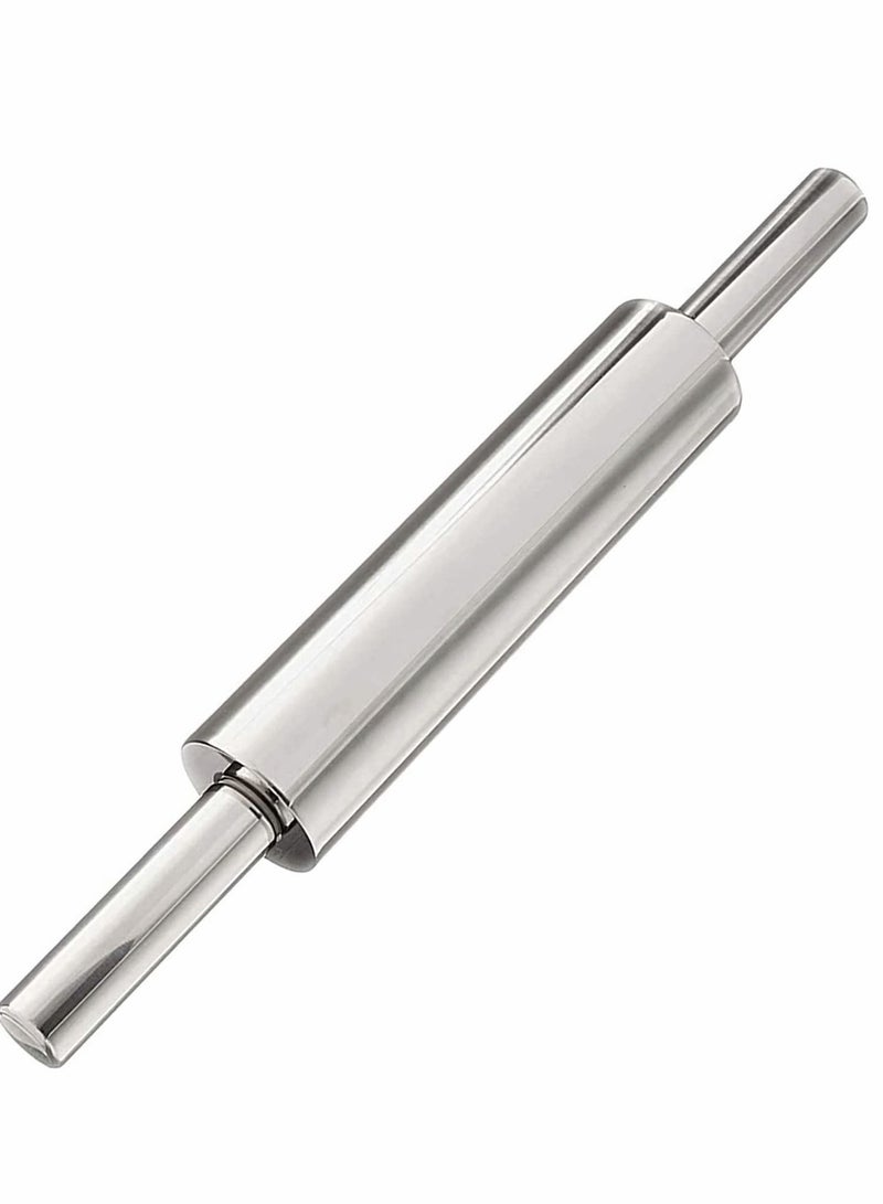 NIBEMINENT Classic Stainless Steel Rolling Pin, Metal with Handle, 13 Inch Professional Dough Roller for Home Bakery Pizza Pastry Roti Pasta Bread Cookie - Image 1