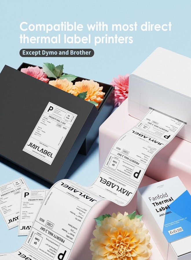 JIAYLABEL 4x6 Thermal Shipping Label Mailing Stickers Paper for Thermal Label Printer USPS UPS Address Fanfold Big Packing White Color 500 Labels/Stack,1 Stack - Image 3