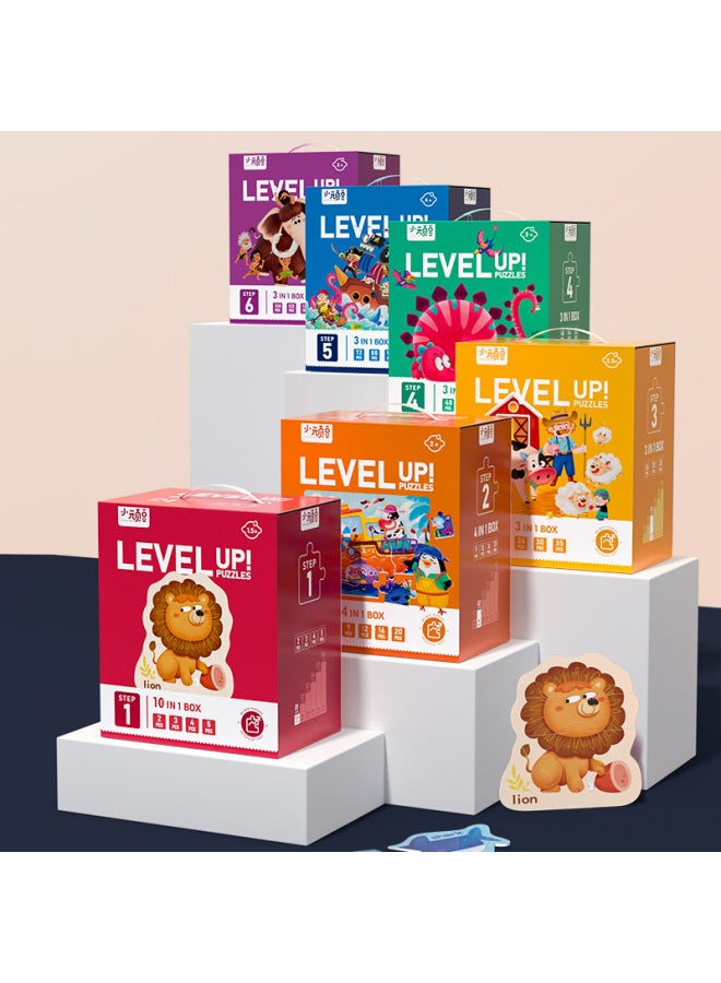 Children's Puzzle Girl Boy 1 Advanced 3 To 6 Years Old 2 Flat Figure 4 Dinosaur 5 Early Childhood Education Baby Toy-Color:【Level 2】 Scene Animals (Suggested 2-3 Years Old | Including 4 Boxes) - Image 2