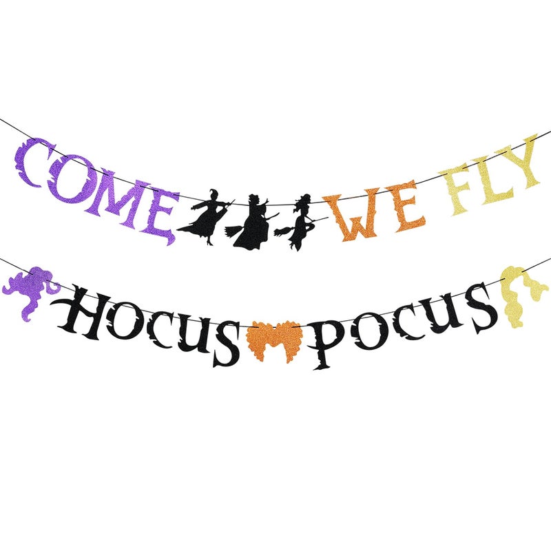 Come We Fly Hocus Pocus Banner Hocus Pocus Halloween Party Banner Hocus Pocus Party Decorations Halloween Witch Party Decorations Hocus Pocus Party Supplies Hocus Pocus Halloween Decorations
