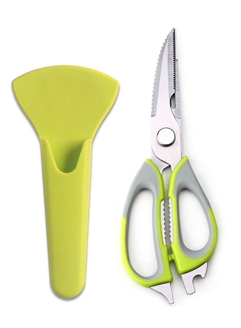SYOSI 7 In 1 Stainless Steel Kitchen Scissor with Magnetic Cover Holder,/Cleaver/Bottle Opener/Knife/Screwdriver/Peeler/Nutcracker/Fish Scale Scraper For Multipurpose Household and Garden Use(Green)  - Image 1