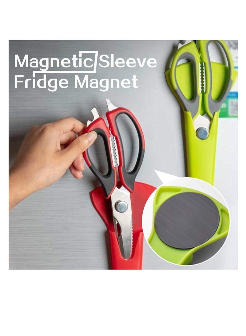 SYOSI 7 In 1 Stainless Steel Kitchen Scissor with Magnetic Cover Holder,/Cleaver/Bottle Opener/Knife/Screwdriver/Peeler/Nutcracker/Fish Scale Scraper For Multipurpose Household and Garden Use(Green)  - Image 5