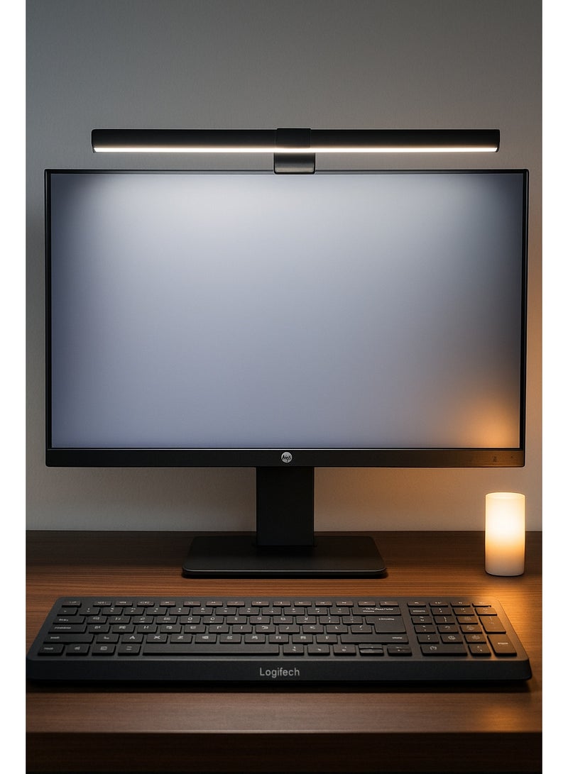 إضاءة LED لشاشة الكمبيوتر واللاب توب بطول 30 سم، بار إضاءة عملي بيتثبت فوق الشاشة وبيوفرلك إضاءة مريحة ومركّزة من غير ما تعمل انعكاس على الشاشة. الإضاءة قابلة لتغيير اللون ودرجة السطوع حسب احتياجك، وبتشتغل بسهولة عن طريق USB من غير أي توصيلات معقدة. - Image 4