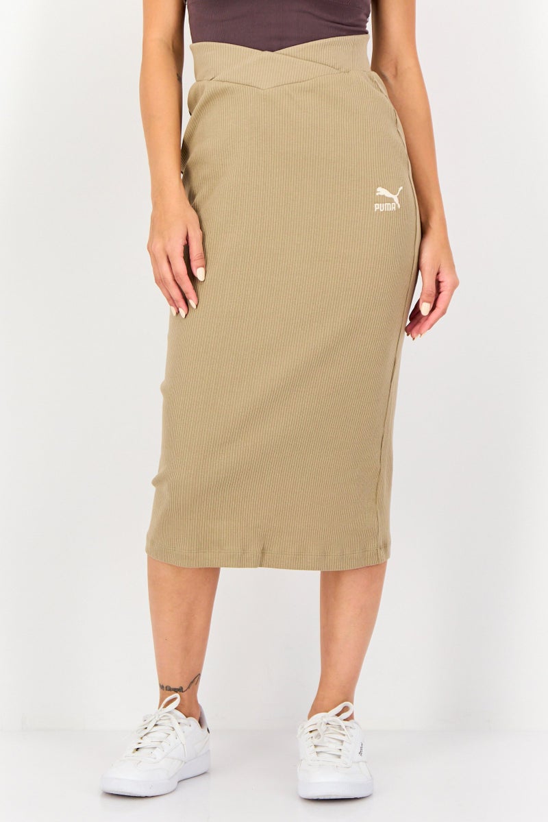 PUMA Women Embroidered Logo Outdoor Skirt, Tan - Image 1