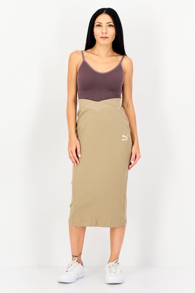 PUMA Women Embroidered Logo Outdoor Skirt, Tan - Image 3