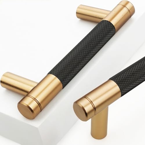 Gutuwellea 12 Pack 3 Inch 76 mm Bronze and Black Knurled Cabinet Handles Cabinet Pulls Aluminum Handles Knurled Drawer Pulls Oxidation Finish with Diamond Pattern - Image 1