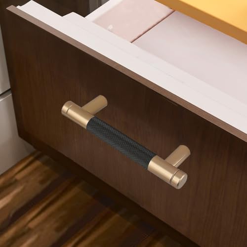 Gutuwellea 12 Pack 3 Inch 76 mm Bronze and Black Knurled Cabinet Handles Cabinet Pulls Aluminum Handles Knurled Drawer Pulls Oxidation Finish with Diamond Pattern - Image 3