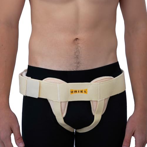 URIEL Double Sided Hernia Belts for Men - Inguinal Hernia Belt for Men, Pre and Post Surgery Truss, Size Small, Cream (31-35 Inches) - Image 1