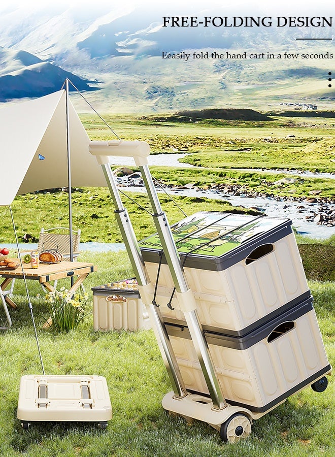 DUNISO Portable Lightweight Folding Hand Truck Foldable Trolley Cart Shopping Cart with 4 Wheels & Telescopic Pull Rod 75kg Load Capacity for Home Office Moving, Loading, Shopping, Luggage - Image 1