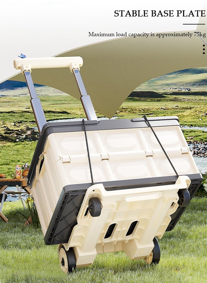 DUNISO Portable Lightweight Folding Hand Truck Foldable Trolley Cart Shopping Cart with 4 Wheels & Telescopic Pull Rod 75kg Load Capacity for Home Office Moving, Loading, Shopping, Luggage - Image 4