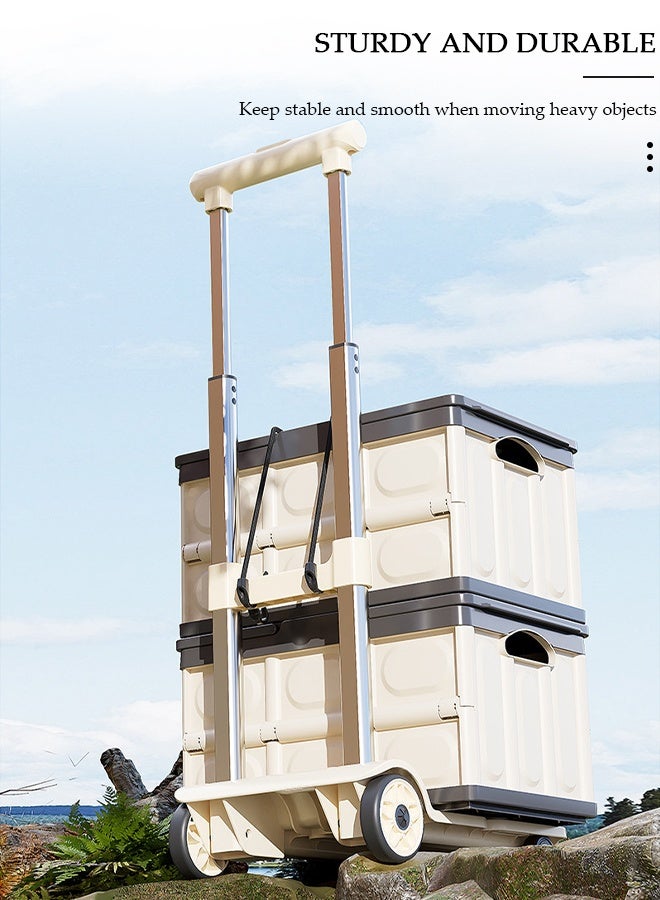 DUNISO Portable Lightweight Folding Hand Truck Foldable Trolley Cart Shopping Cart with 4 Wheels & Telescopic Pull Rod 75kg Load Capacity for Home Office Moving, Loading, Shopping, Luggage - Image 3