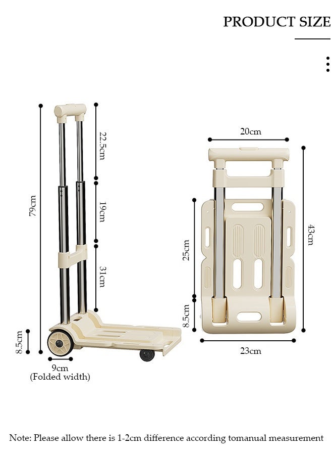 DUNISO Portable Lightweight Folding Hand Truck Foldable Trolley Cart Shopping Cart with 4 Wheels & Telescopic Pull Rod 75kg Load Capacity for Home Office Moving, Loading, Shopping, Luggage - Image 2