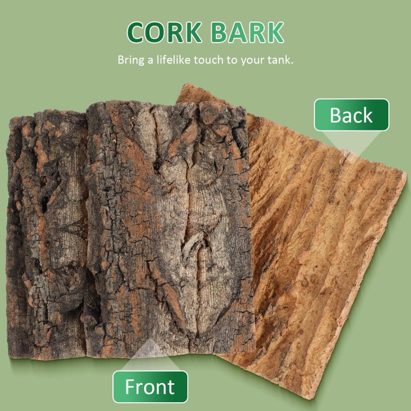 Garneck 4 Pieces Reptile Cork Bark Background Decor Natural Tree Bark Tank Decoration For Geckos Lizards Frogs Bearded Dragons Sturdy Safe Material - Image 4