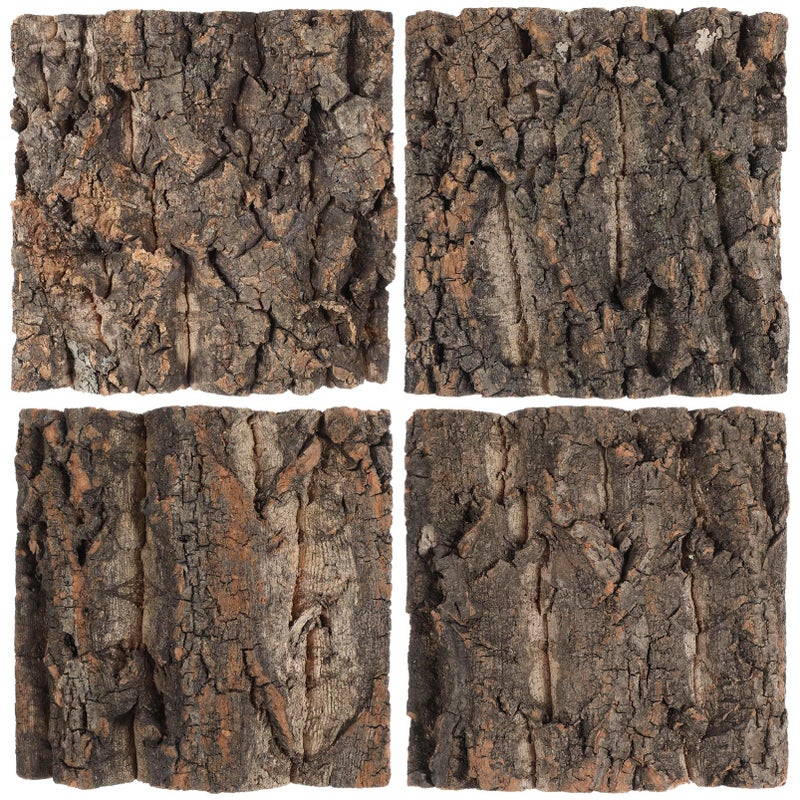 Garneck 4 Pieces Reptile Cork Bark Background Decor Natural Tree Bark Tank Decoration For Geckos Lizards Frogs Bearded Dragons Sturdy Safe Material - Image 2