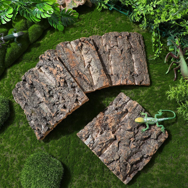 Garneck 4 Pieces Reptile Cork Bark Background Decor Natural Tree Bark Tank Decoration For Geckos Lizards Frogs Bearded Dragons Sturdy Safe Material - Image 5