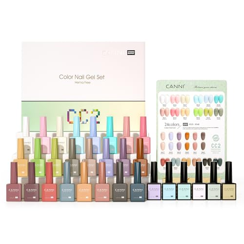 CANNI CC2 Gel Nail Polish Set 30 Pcs 9ml White Pink Nude Blue Pastel Gel Polish Kit Soak Off LED Natural Nail Polish Set Nail Art Starter Manicure Salon DIY at Home