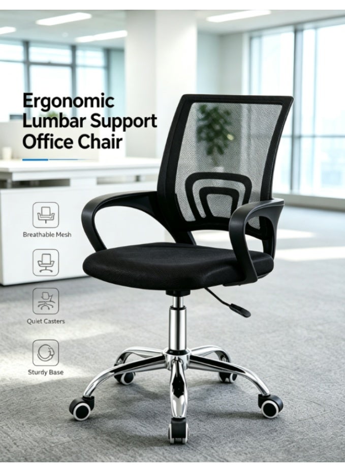 CityRiya-Long Mesh Ergonomic Office Chair, Adjustable Height Desk Chair with Lumbar Support, Breathable Mesh Computer Chair with Armrest & Silent Rolling Wheels for Home Office Workspace (BGY-002) - Image 1