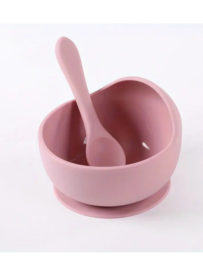 أطفال صغيرة مجموعة أوعية الأطفال المثالية: وعاء سيليكون مضاد للسقوط وملعقة وأدوات مائدة - محمول ومضاد للانزلاق باللون الأحمر البطيخي - Image 1