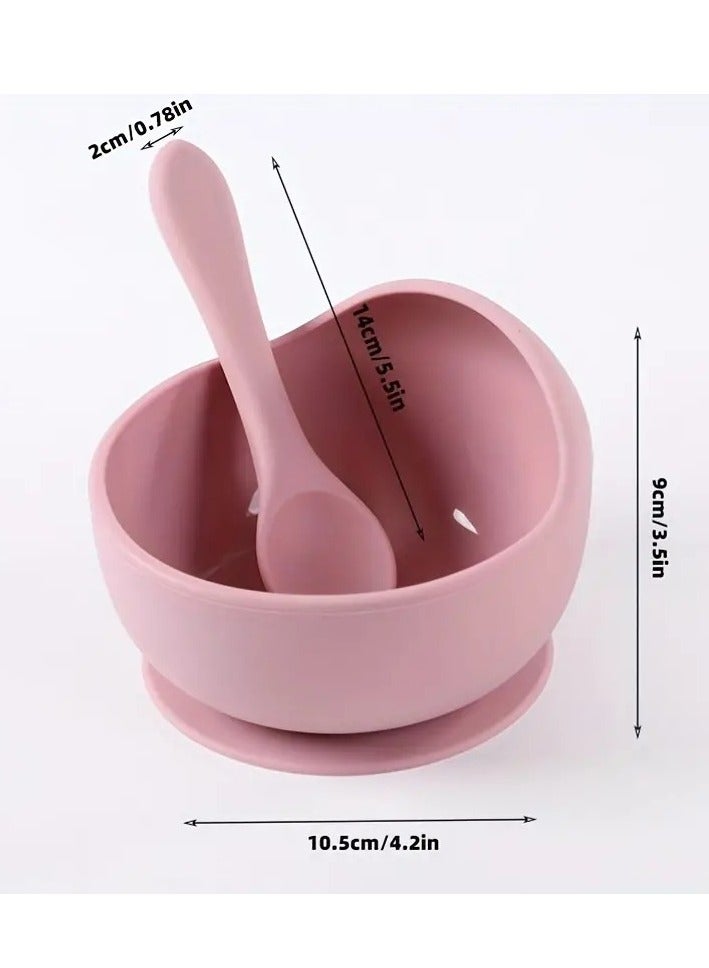 أطفال صغيرة مجموعة أوعية الأطفال المثالية: وعاء سيليكون مضاد للسقوط وملعقة وأدوات مائدة - محمول ومضاد للانزلاق باللون الأحمر البطيخي - Image 2