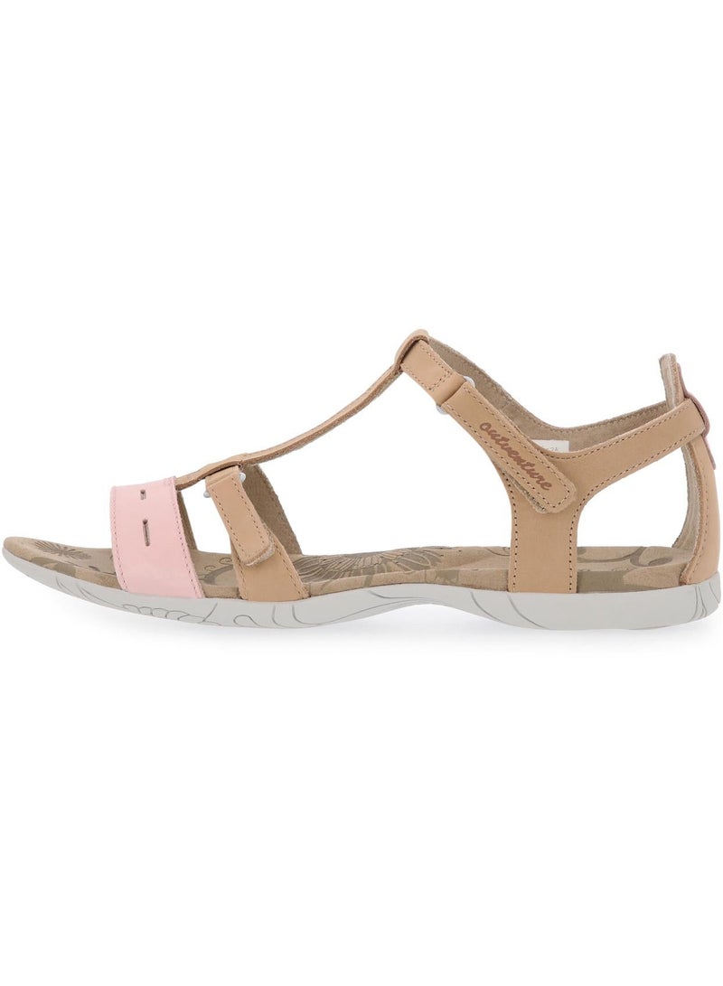 Outventure Women's Sandals – Beige Genuine Leather Sandals with Microfiber Footbed and Adjustable Velcro Strap - Image 5