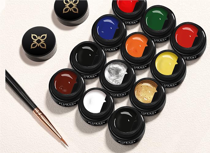 Bluesky Gel Nail Paint Kit With 12 Colours and 1 Nail Art Brush - Image 2