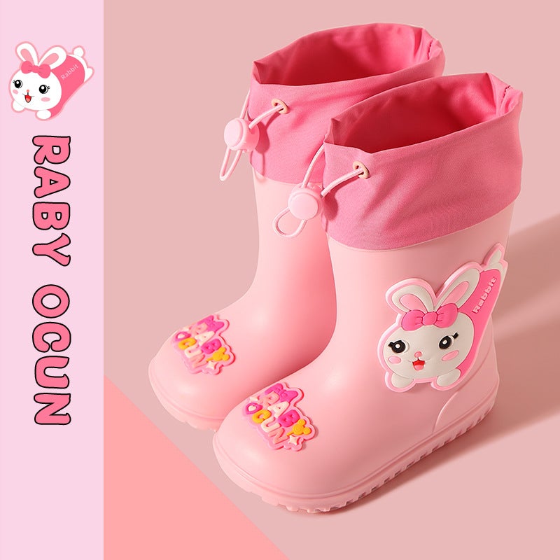 Children'S Rain Boots Summer Cartoon Cute Children'S Rain Boots Non-Slip Soft Bottom Lightweight Waterproof Mouth For Large Children Girls Boys - Image 3